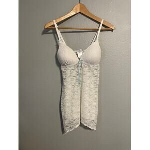 Vintage Intimo Donatella Womens Slip Dress Medium White Lace Babydoll Fairy Y2K